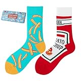 NxnChc Lustige Socken Für Damen Und Herren Unisex Viele Pommes mit Ketchup...