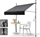 HOMEDEMO Klemmmarkise Markise Balkon (300 cm x 125 cm) Anthrazit mit Handkurbel,...