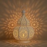Marrakesch Boho Deko Teelichthalter aus Metall Ziva Weiß 30cm | orientalisches...