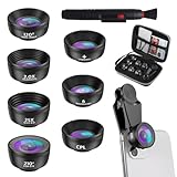 7-in-1 Handy Objektiv Teleobjektiv für Smartphone,210 ° Fisheye Lens,120 °...
