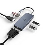 6-in-1 USB-C-Hub, SUTOUG USB-C-Multiport-Adapter mit HDMI-VGA-Dual-Display, 3...
