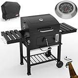 ONBEST Holzkohlegrill mit Grillrost aus Gusseisen – PLUS Abdeckung - XXL BBQ...