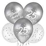 MEJOSER 24 Stück Silberhochzeit Deko 2025 Luftballons Silberne Hochzeit...