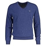 GANT Herren Extrafine Lambswool V-Neck Pullover, Stone Blue Melange, Large