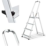 DRABEST Home Aluminiumleiter 4 Stufen 125 kg - Sicheres Arbeiten zu Hause und...