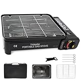 Tragbarer Gasgrill Camping Grill Set mit Grill pan BBQ Netz Mit einem Clip...