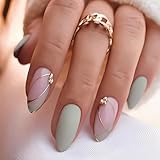 GlamRays 24 Stück Press on Nails Mittel Mandel Falsche Nägel Grün Falsche...