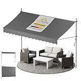 Sol Royal Klemmmarkise 3m breit ohne Bohren – Klemm-Markise mit Handkurbel...