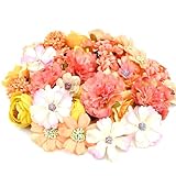 Durdiiy Kunstblumen Köpfe 10-Stile 40 Stück, Kunstblumen Blumenköpfe Mini...