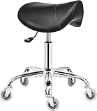 BEWISHOME Sattelhocker mit Rollen,Schwenkbarer,Verstellbarer Rollhocker,...