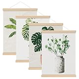 4 Stück Posterleiste 30 cm, Natürliches Holz N52 Magnetisch Posterschiene, A3...