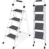 KINGRACK Stufen Leiter, Klappleiter mit Anti-Rutsch und breitem Pedal, Kleine...
