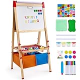 VEVOR Kunststaffelei für Kinder, 3-in-1-Kunststaffelei aus Holz, doppelseitig,...
