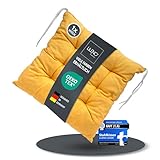 LILENO HOME 1er Set Wende Stuhlkissen Gelb (40x40x6 cm) - Streifen Sitzkissen...