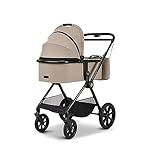 MOON 2 in 1 Kombi-Kinderwagen CLICC, Mud/Melange, mit Wanne und Sportwagen Sitz,...