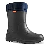 DEMAR. federleichte Kinder EVA Gummistiefel gefüttert Dino (32/33, graphit)