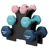 SONGMICS Kurzhantel Set, Hexagon, mit Hantelständer, 2 x 1 kg, 2 x 2 kg, 2 x 3...