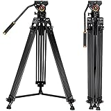 Kamera Stativ,K&F Concept Videostativ Video Tripod mit 360° Fluidkopf, Heavy...