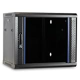 9HE Netzwerkschrank (Serverschrank) 19 Zoll Wandmontage - mit Glastür (BxTxH)...
