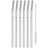 WMF Baric Metall Strohhalm-Set 7-teilig, 6 Trinkhalme gebogen mit...