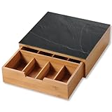 Kesper | Box mit Schublade, Material: Bambus, Glas, Maße: 30 x 31 x 9,5 cm,...