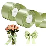 44m Geschenkband Grün für Taufe, Schleifenband Breit 4 cm,Grünes...