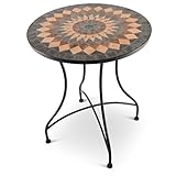 Raburg Mosaiktisch, 60 cm Ø, runder Gartentisch mit Mosaikmuster, Balkon- und...
