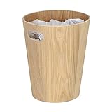 Relaxdays Papierkorb Holz, runder Mülleimer mit Griff, 7,5 L, ohne Deckel, HxD...