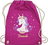 Turnbeutel Rucksack - Einhorn Unicorn - Unisize - Fuchsia - personalisierte...