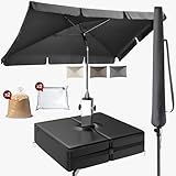 4smile Sonnenschutz Balkon Set 3-teilig, Anthrazit - Sonnenschirm rechteckig...