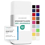 Jacobson Jersey Spannbettlaken Spannbetttuch Baumwolle Bettlaken (90x200-100x200...