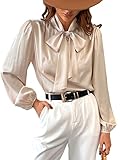 CUPSHE Damen Bluse in Satinoptik Schleife Langarm Schluppenshirt Hemd Blusentop...