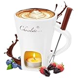 Schokofondue Tasse Keramik Schokoladenfondue mit Gabeln, Schoko Fondue Tasse...