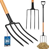 KOTARBAU® Spatengabel mit 4 Zinken Forke mit Stahlstiel 130 cm Heugabel mit...