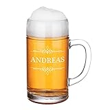 Maßkrug 1 Liter mit Namensgravur - Oktoberfest Bierglas personalisiert -...