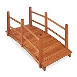 Relaxdays Teichbrücke, mit Geländer, begehbar, Teichübergang, Garten...