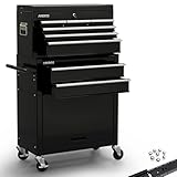 Arebos Werkstattwagen 9 Fächer | inkl. Antirutschmatten | Kofferaufsatz mobil &...