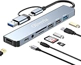 USB C Hub 3.0, 8 in 2 USB Hub 3.0 Multiport Adapter mit SD&TF Kartenleser, USB...