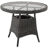 tectake 800817 Alu Gartentisch mit hochwertigem Polyrattan Geflecht, Tischplatte...