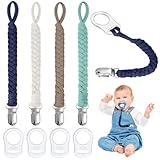 Aolso Schnullerketten Baumwolle Schnullerketten, 4pcs Baby Schnullerkettenclips,...