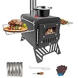 Camp Feuer Zeltofen, Erweiterte Größe:54x28x35cm, Edelstahl Zeltofen mit...