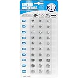 Pack 30 Knopfzellen LR44(AG13) LR43(AG12) LR1130(AG10) LR754(AG5) LR626(AG4) LR41(AG3) LR621(AG1) - Batterien für Spielzeug, Uhren, Garagentorfernbedienungen, Taschenrechner, Schlüssel - Alkaline