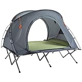 Outsunny Campingbett mit Zelt erhöhtes Feldbett für 1 Person Kuppelzelt mit...