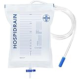 AIESI® Urinbeutel 2000 ml 120 cm schlauch mit Ablaufventil (T) und Anti-Reflux...