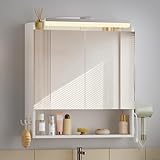 Hzuaneri Spiegelschrank Bad mit Beleuchtung, Badezimmerschrank mit Spiegel,...