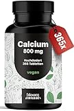 Calcium Tabletten Hochdosiert - 365 Tabletten - 800mg Calcium pro Tag -...