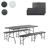 DIVID® Bierzeltgarnitur 3-teilges Set|Tisch + 2 Bänke|Für drinnen und...