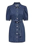 ONLY Damen Onlvibbe Ss Belt DNM Dress MBD Noos, Medium Blue Denim, M