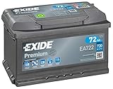 Exide Premium Autobatterie EA722, Typ 100/096, 12 V, 72 Ah, 720 A (bitte vor dem...