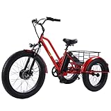 SikRea 26'' 7-Gang-Dreirad FüR Erwachsene + Tragekorb + Lcd-Instrument +...